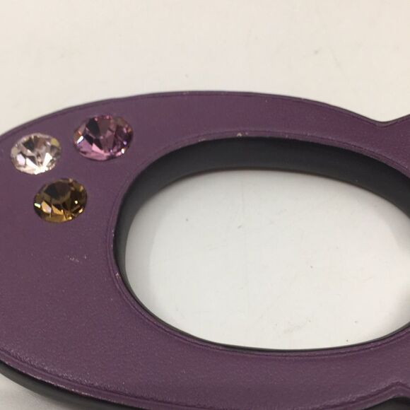 Coach F87112 Embellished C ‘C’ Bag Charm Key Ring Purple Leather Jeweled Silver - Picture 3 of 16